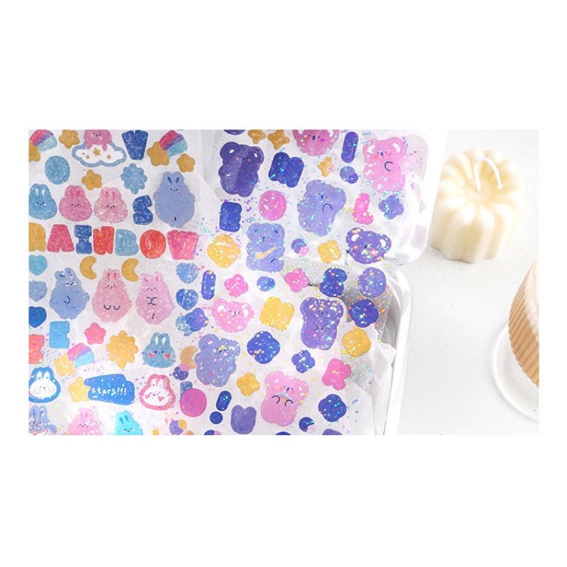 [HCM]Sticker dễ thương Hello Sticker lấp lánh kim tuyến Be Tiny