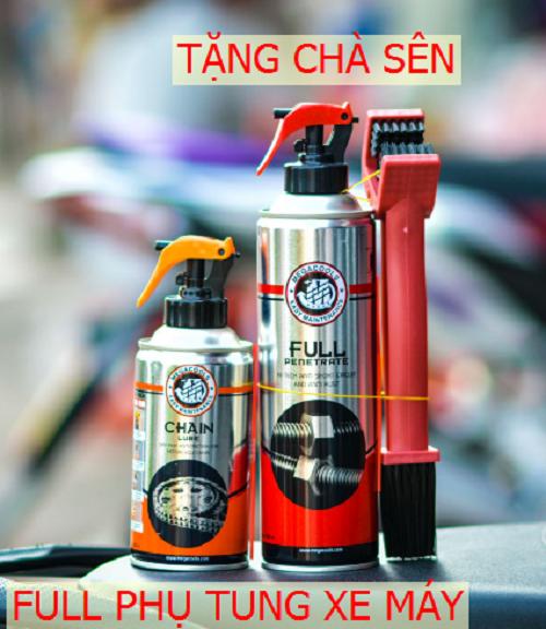 Combo rửa sên, xịt sên Megacools Full Penetrate + Chain Lube xuất xứ Indonesia