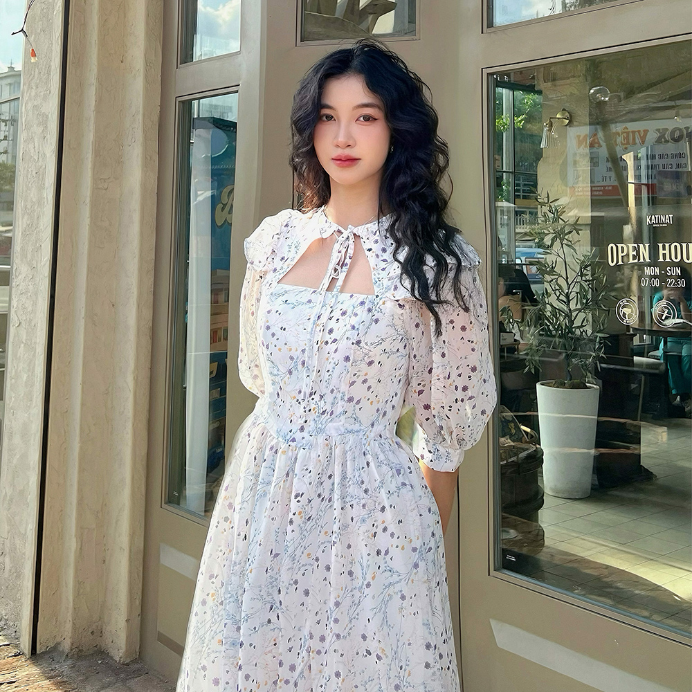 [NHẬP MÃ NOVFALAZSOCIAL02 GIẢM 40K ĐƠN 199K  ] Đầm Maybi phối nơ tay bồng