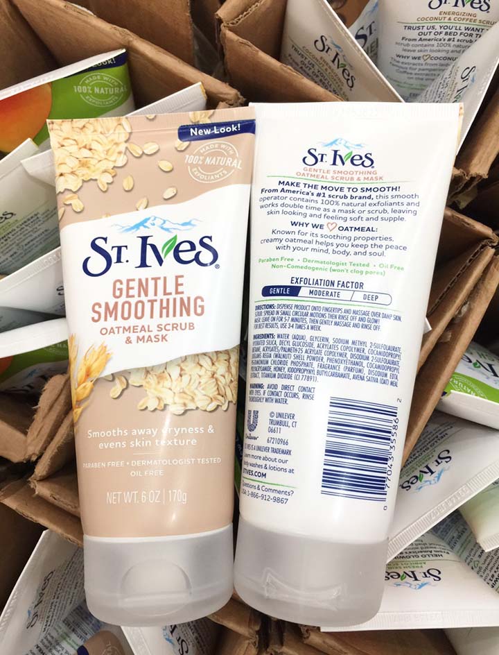 Sữa rửa mặt tẩy tế bào chết St Ives Oatmeal Scrub and Mask 170g