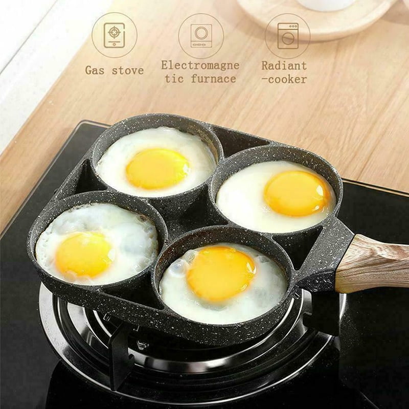 Khuôn Chảo Rán Trứng 4 Lỗ Tròn Loại Dày Hợp Kim Nhôm Đa Năng