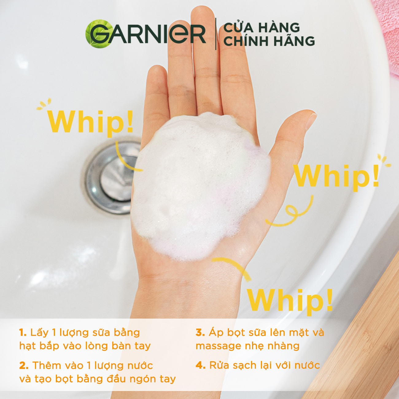 Sữa rửa mặt tạo bọt sáng da Garnier Bright Complete Vitamin C Super Whip Foam 100ml
