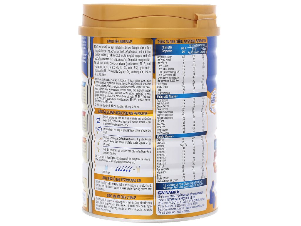 [HCM]Sữa Dielac Alpha Step 4 Vinamilk 900g - alpha 4 900g