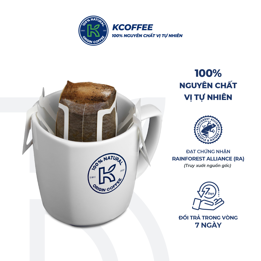 Cà Phê Phin Giấy Nguyên Chất K Filter 105g (Hộp 7 gói x 15g) - Thương Hiệu K COFFE2