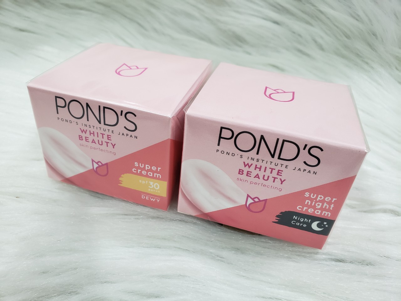 COMBO Kem Dưỡng Da Ban Đêm Ban Ngày Trắng Hồng Rạng Rỡ Ponds White Beauty 30g