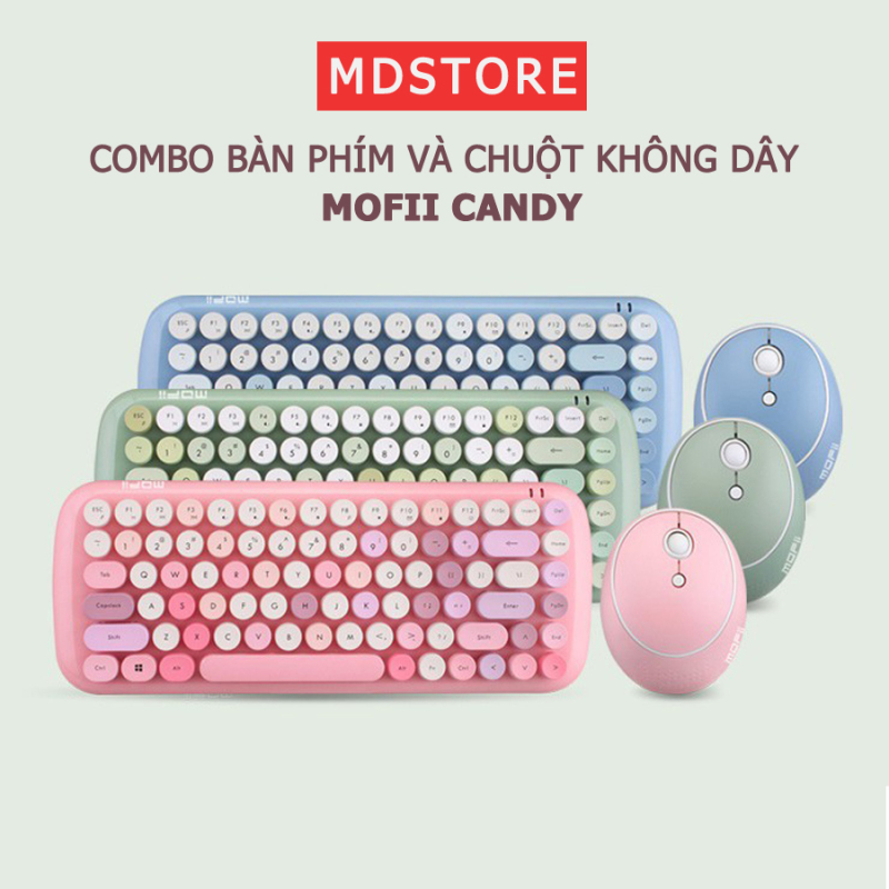 Bảng giá Combo bàn phím và chuột không dây Mofii Candy dễ thương, hàng chính hãng, 84 phím, dùng cho laptop tivi ipad điện thoại Phong Vũ