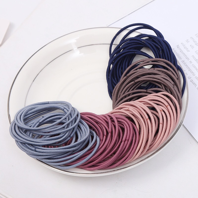 Set 100 Dây Buộc Tóc Trơn(giao ngẫu nhiên)