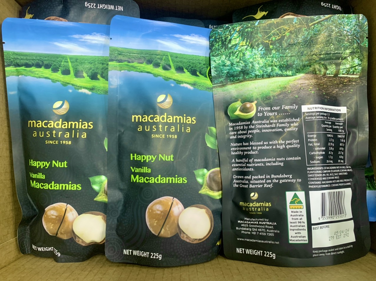 Hạt Macca Úc Vanilla Happy Nut 225g