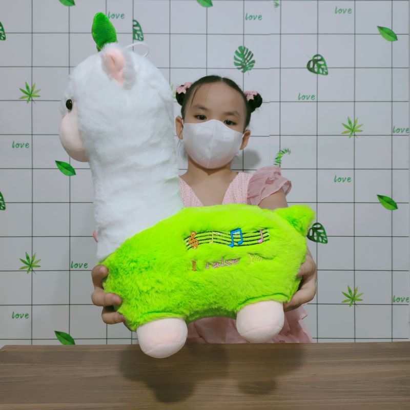 Gấu bông lạc đà alpaca size lớn, thú bông lạc đà mầm cây đeo phone siêu mềm cao cấp giá rẻ