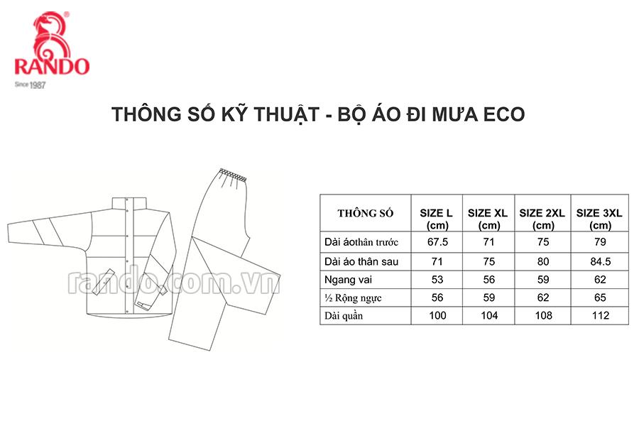 Bộ áo mưa ECO Rando size XL (Xanh biển)