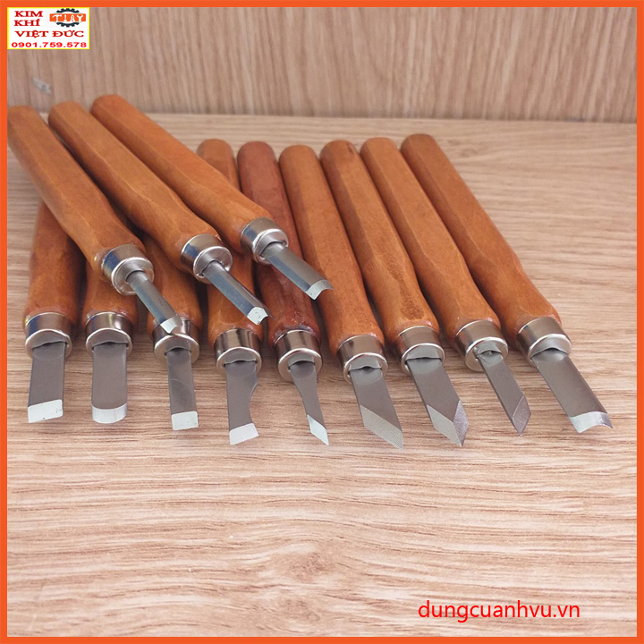 Bộ dao khắc đục tiện gỗ 12 món cao cấp V2