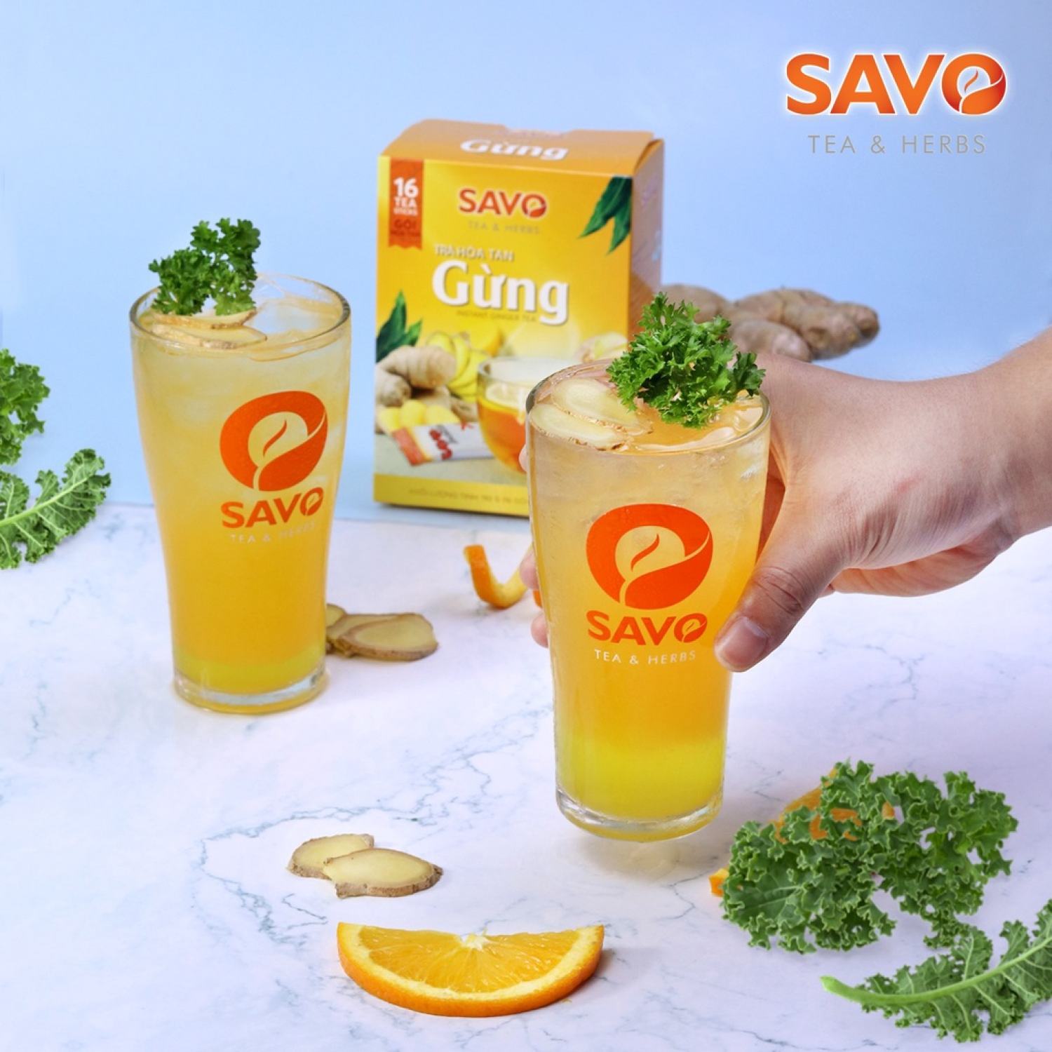 Trà gừng hòa tan SAVO (16 gói x 12g)