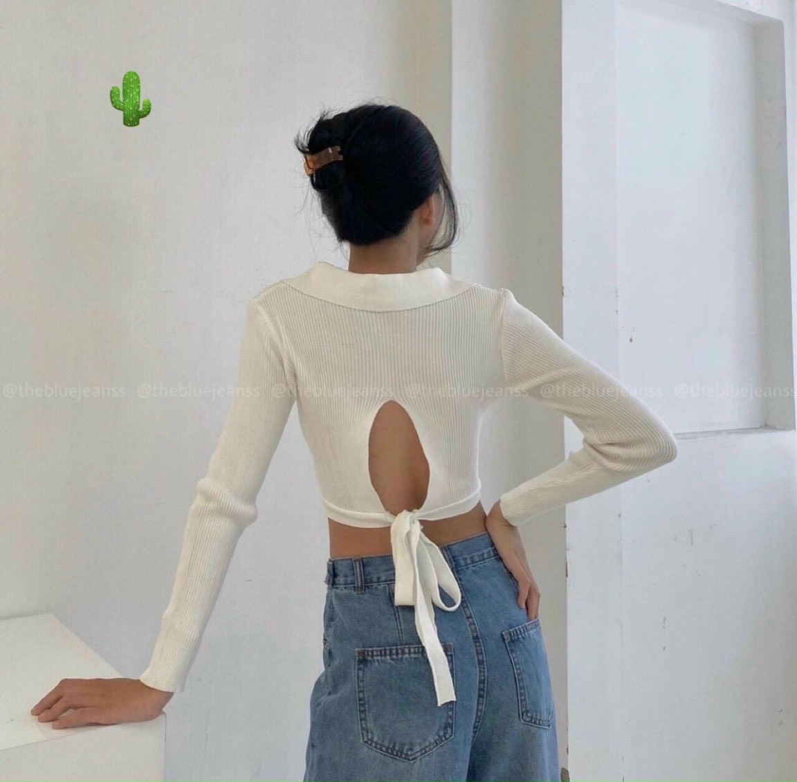 ÁO THUN TAY DÀI HỞ LƯNG CỘT DÂY CROPTOP LỬNG PC