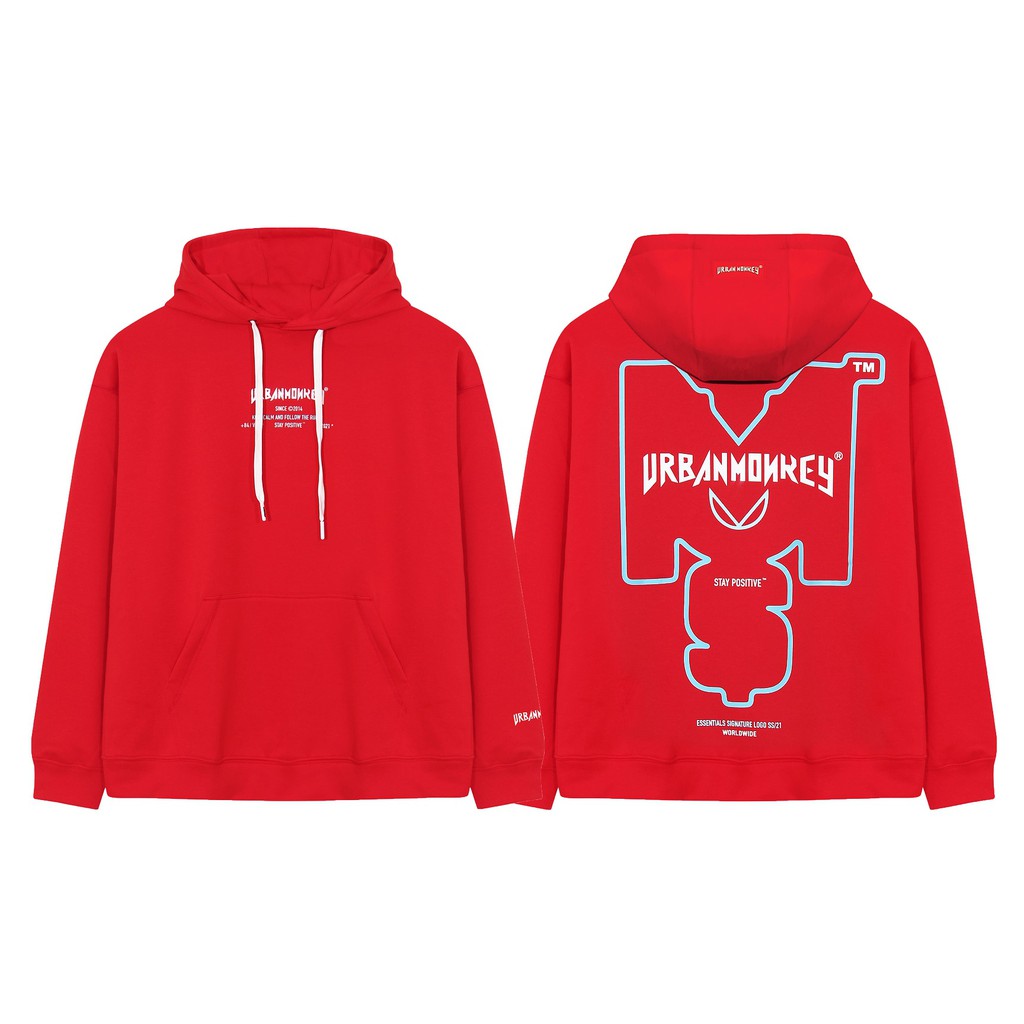 Áo Hoodie [ Urban Monkey ] Essential 2021 2.0 - Đỏ