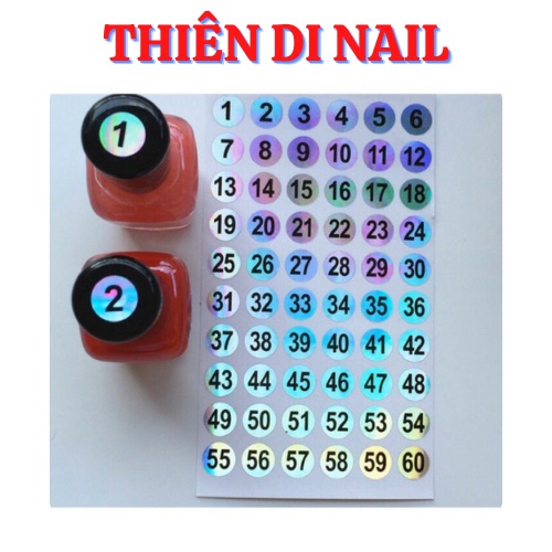 Decal số dán chai sơn, tem mã dán nắp chai sơn MOON NAIL