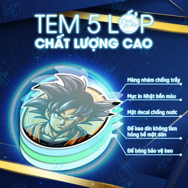 Combo 100 sticker không trùng hình dán Son Goku 7 viên ngọc rồng Dragon Ball