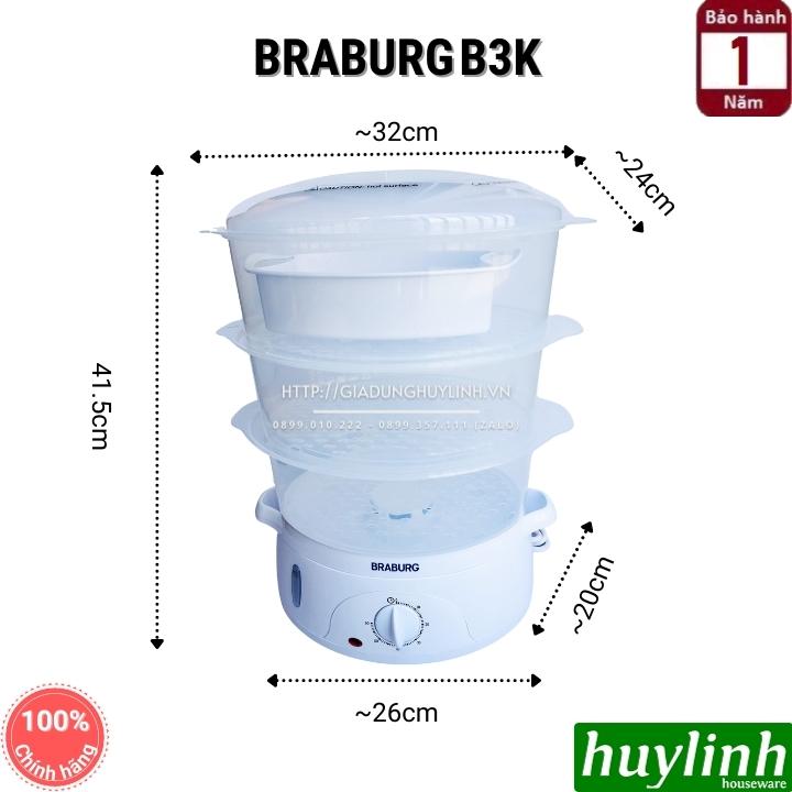 Nồi hấp điện 3 tầng Braburg B3L - 8.5 lít - B3K - 9 lít