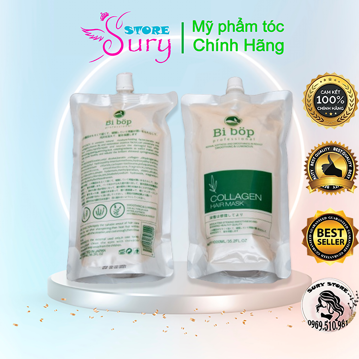 Hấp Siêu Phục Hồi Bibop Nhật Bản 1000ml - Dầu Ủ Tóc Mềm Mượt Collagen phục hồi tóc ngay từ lần dùng đầu tiên Chính Hãng Sury _ Store