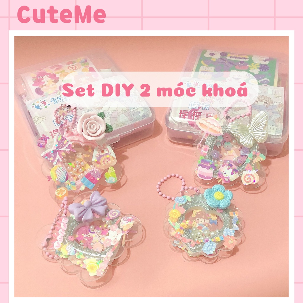 Set DIY trang trí móc khoá khung ảnh tim CuteMe (2 móc khoá/set)