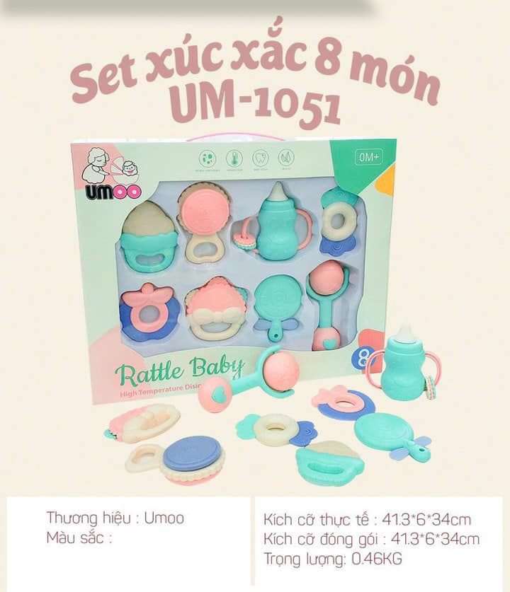 Bộ xúc xắc gặm nướu Umoo 8 món