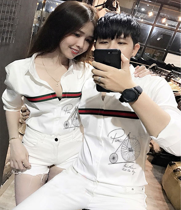 [HCM]Áo Sơ Mi Cặp Đôi Họa Tiết đẹp đôi | Áo Đôi Nam Nữ Đẹp (GIÁ 1 ÁO)