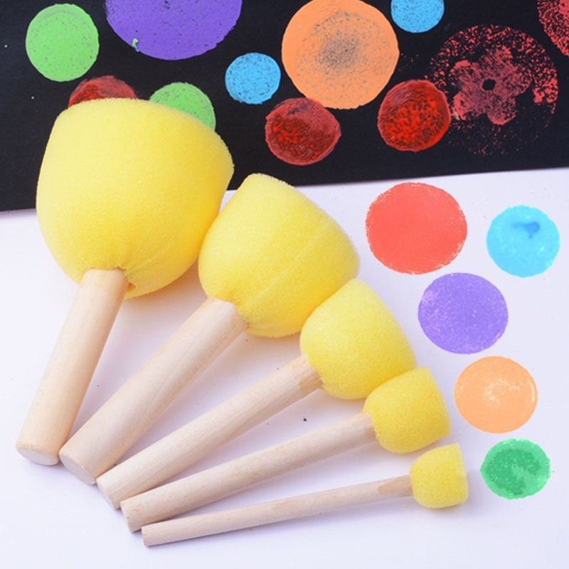 Bộ 5 Cây Cọ Xốp Mút, Cọ Chấm Màu Wenboxin Cho Bé