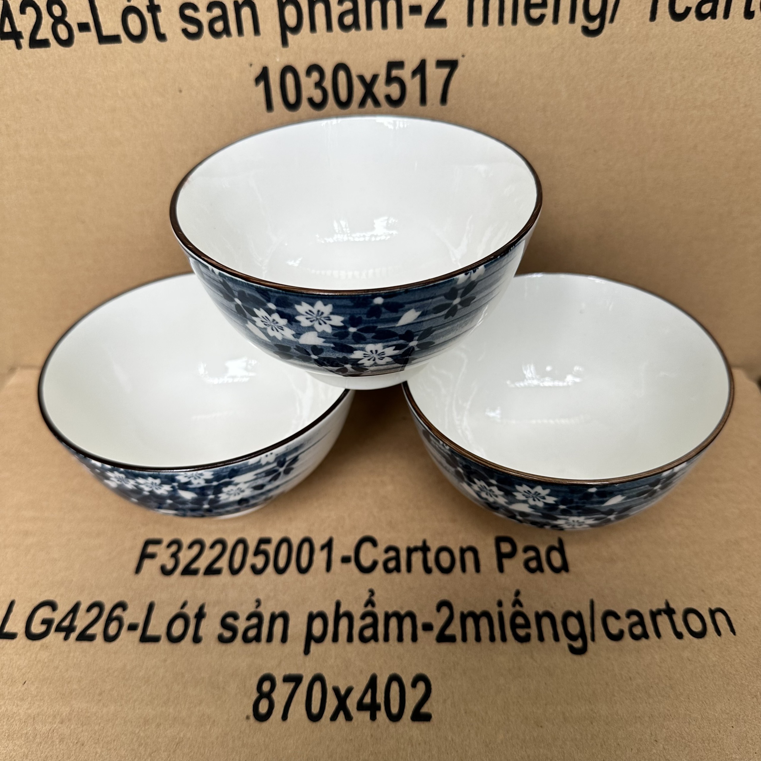 Bộ 10 chén sứ ăn cơm - bộ chén màu xanh trắng ( giao màu ngẫu nhiên )