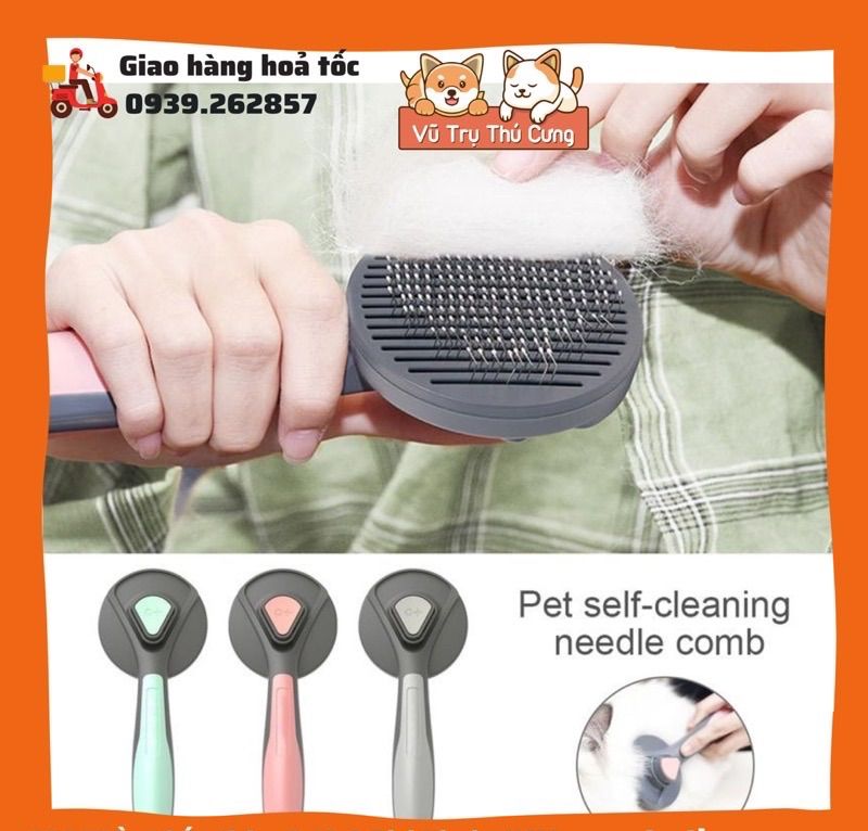 Lược chải lông chó mèo có nút bấm- Pakeway