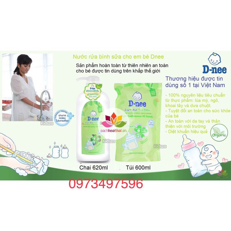 Nước Rửa Bình Sữa Dnee Rửa Rau Củ Quả Thái Lan 600Ml|2 Túi