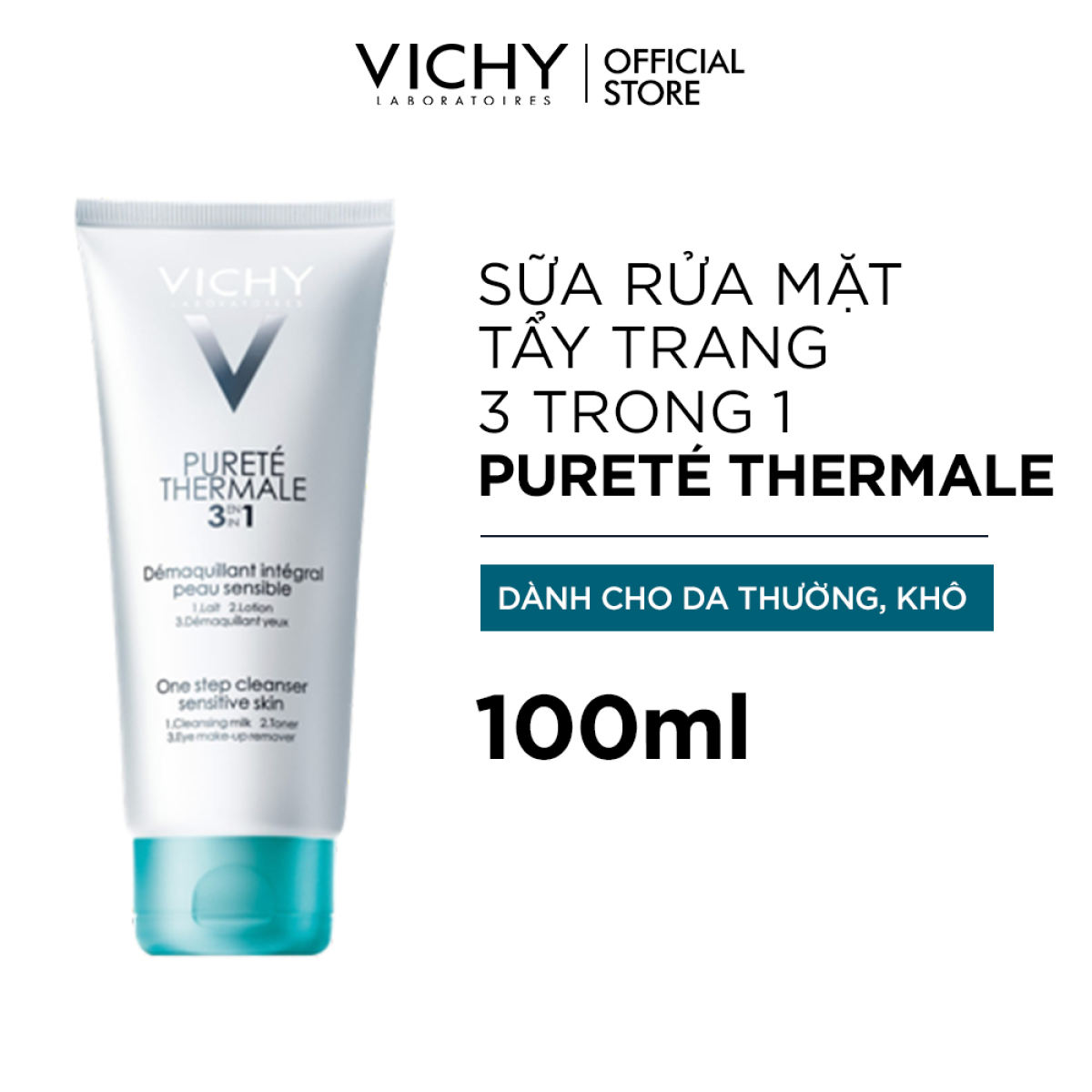 Sữa Rửa Mặt Tẩy Trang 3 Tác Dụng Vichy One Step Cleanser 100Ml