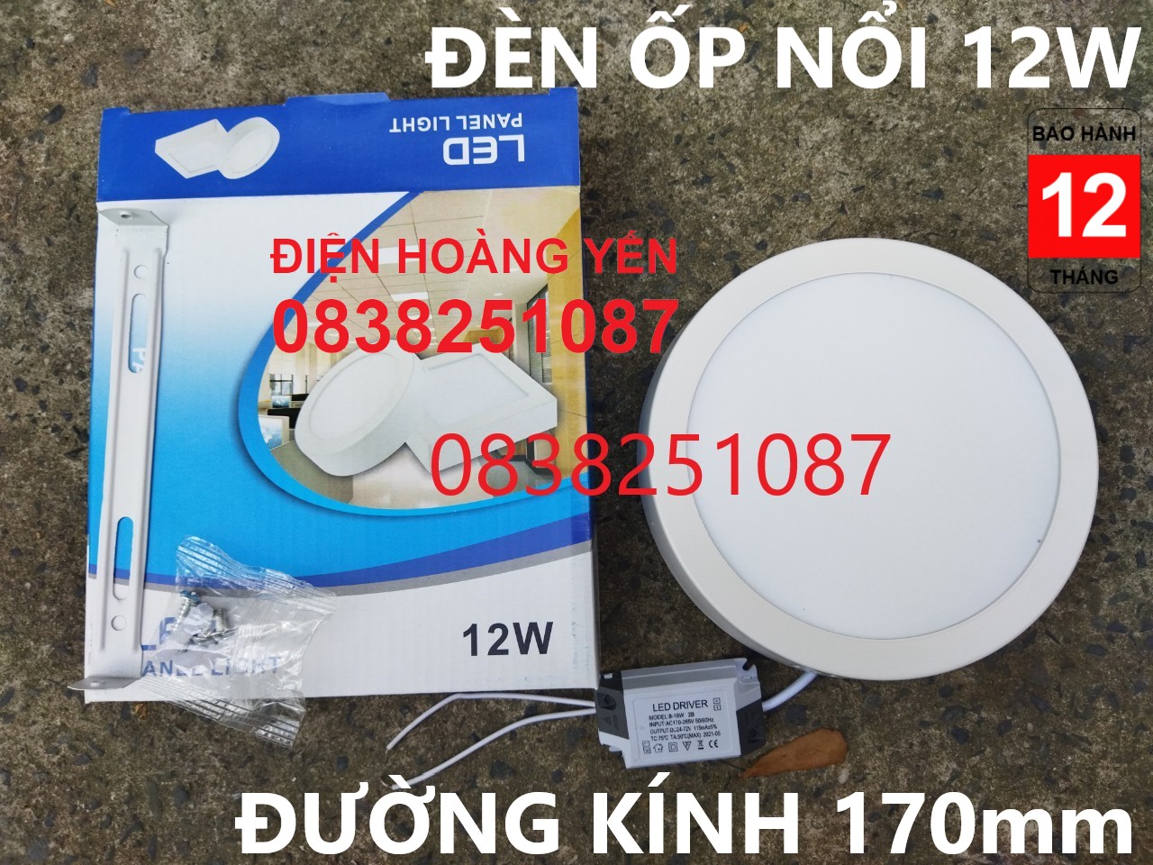 [HCM]Đèn LED ốp trần nổi tròn 12W