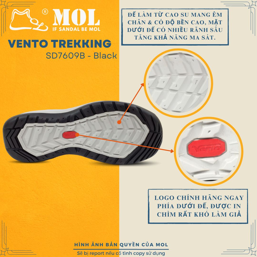 Sandal nam quai bít mũi hiệu Vento SD7609B màu đen