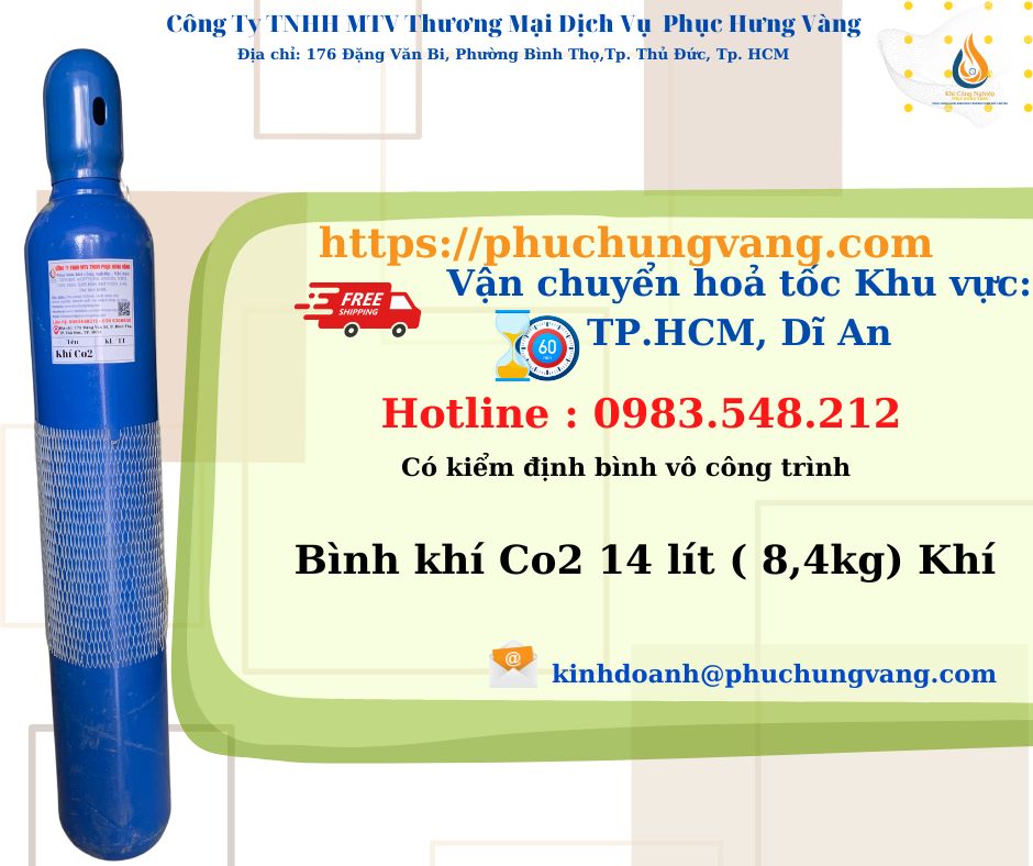 Bình Khí CO2 14 lít - Hàn MiG
