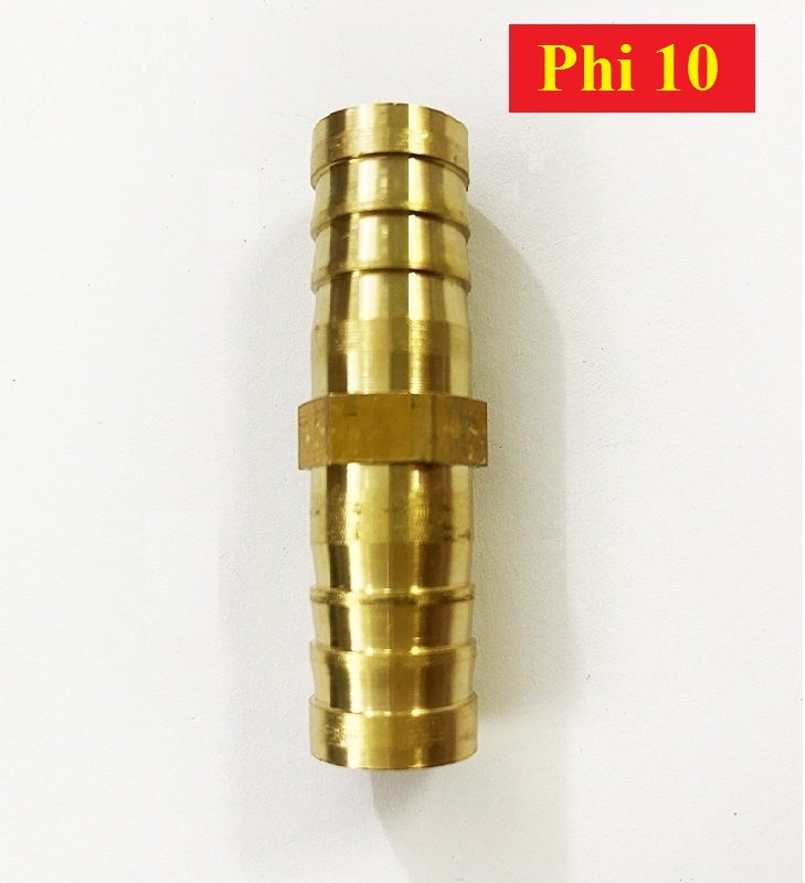 Đầu nối ống 2 đầu phi 10 ( = 10mm ) ( loại bé nhất ) - đầu nối đuôi chuột, đầu nối ống nước bằng ĐỒNG Cứng