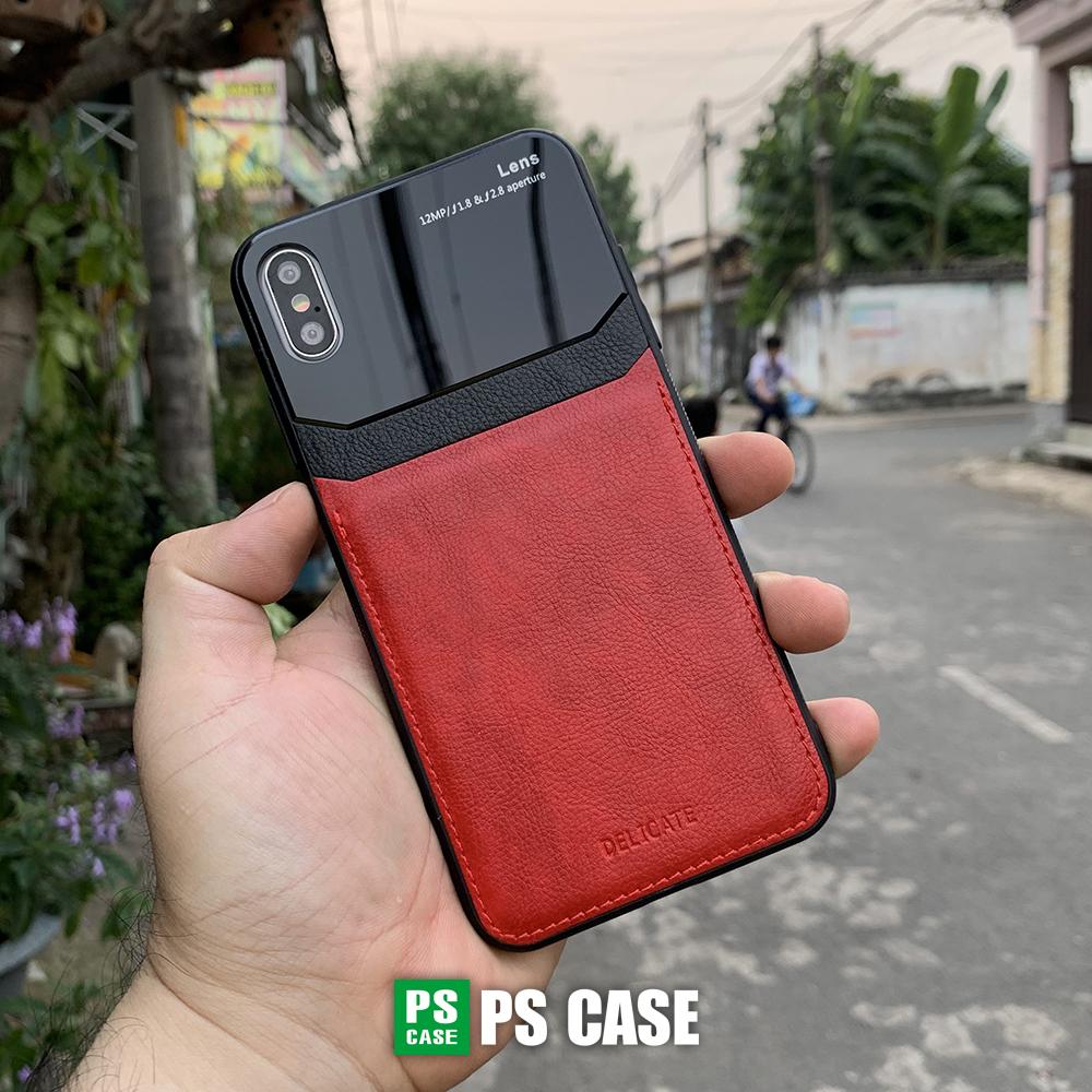 Ốp lưng da kính cao cấp dành cho iPhone X / iPhone XS - Màu đỏ - PS Case Phân Phối