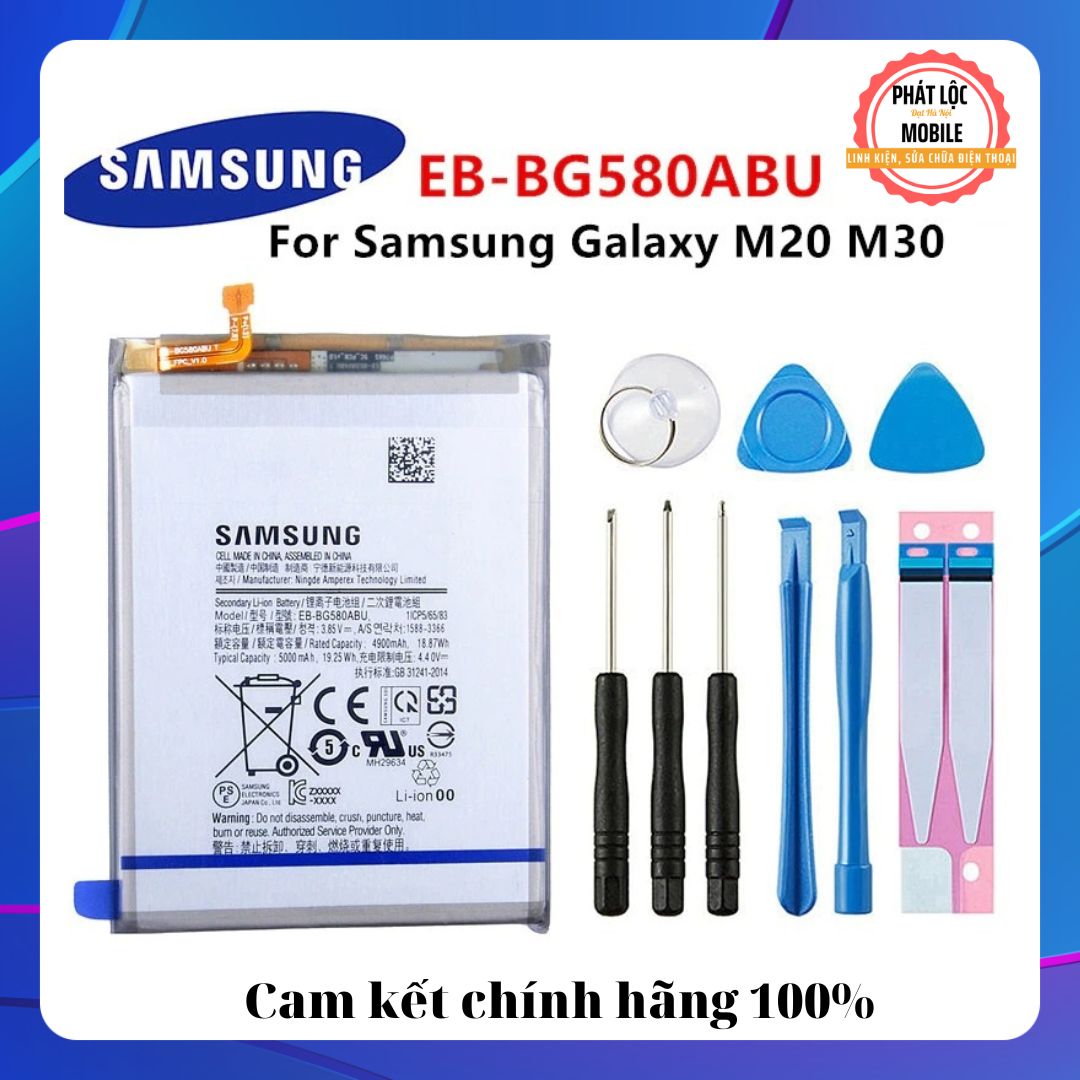 Pin samsung galaxy m30/m20 zin chính hãng samsung sản xuất, mã eb-bg580abu dung lượng 5000mah, bảo hành pin samsung galaxy m30 zin 3 tháng