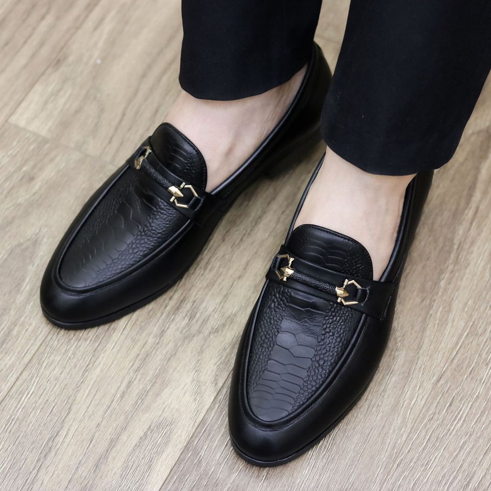 Giày lười nam in da rắn khâu đế chắc chắn MS : BN001