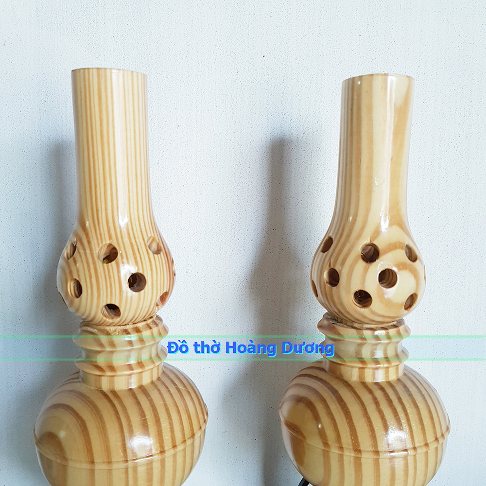 Đèn thờ gỗ cao 30cm - Đèn trang trí bàn thờ