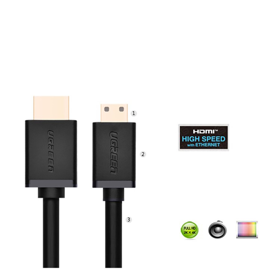 Cáp Mini HDMI to HDMI Ugreen 10195 dài 1M cao cấp - HapuStore