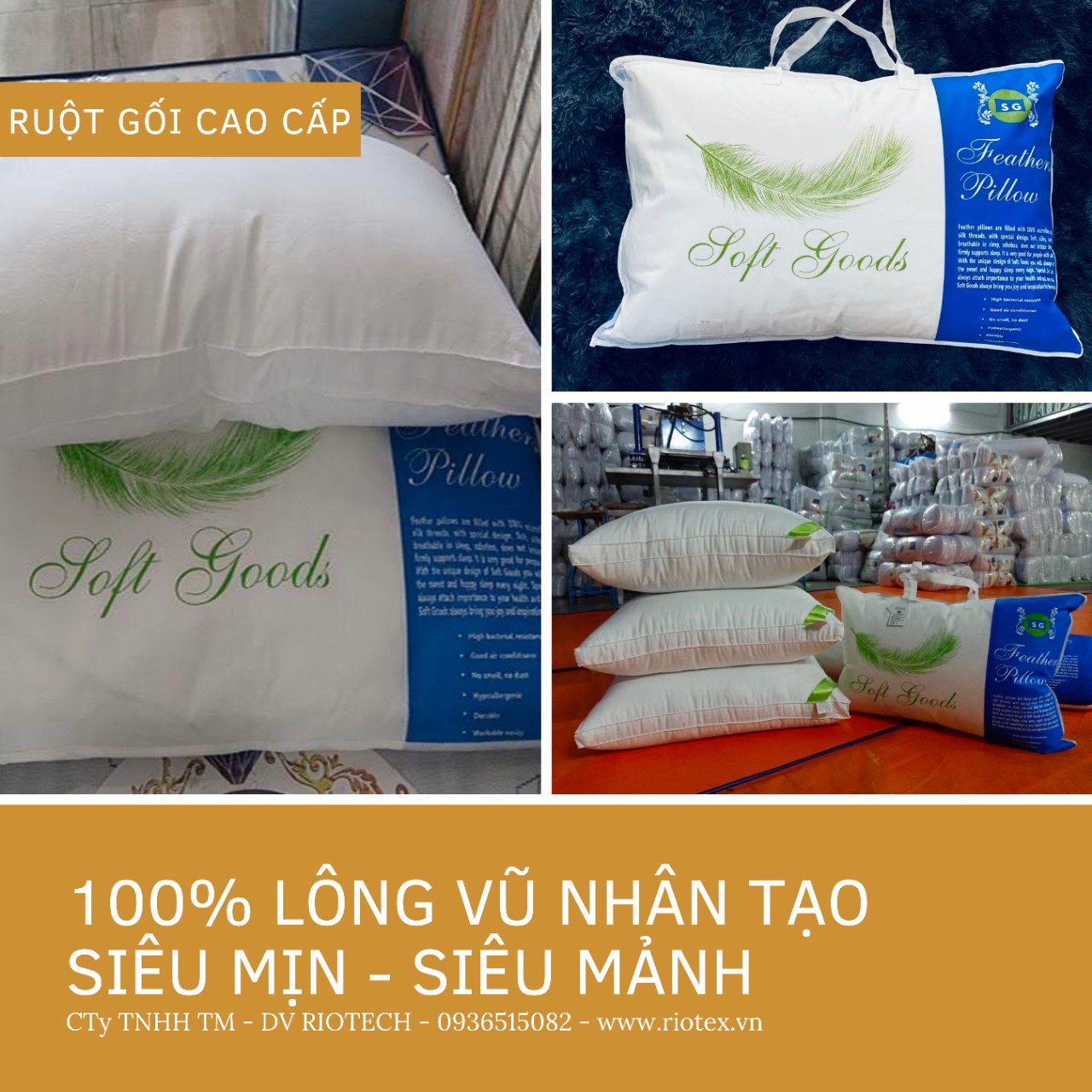 Ruột Gối Microfiber Lông Vũ Nhân Tạo siêu mềm mịn