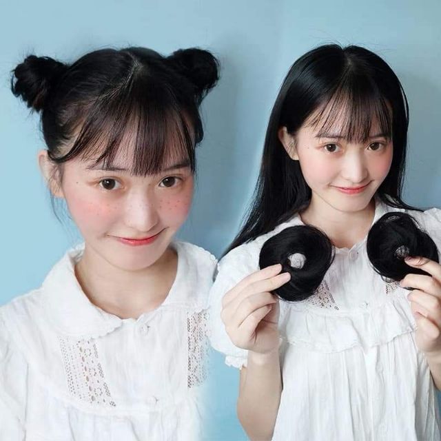 Tóc thật 100% ❤FREESHIP❤ tóc giả búi thẳng