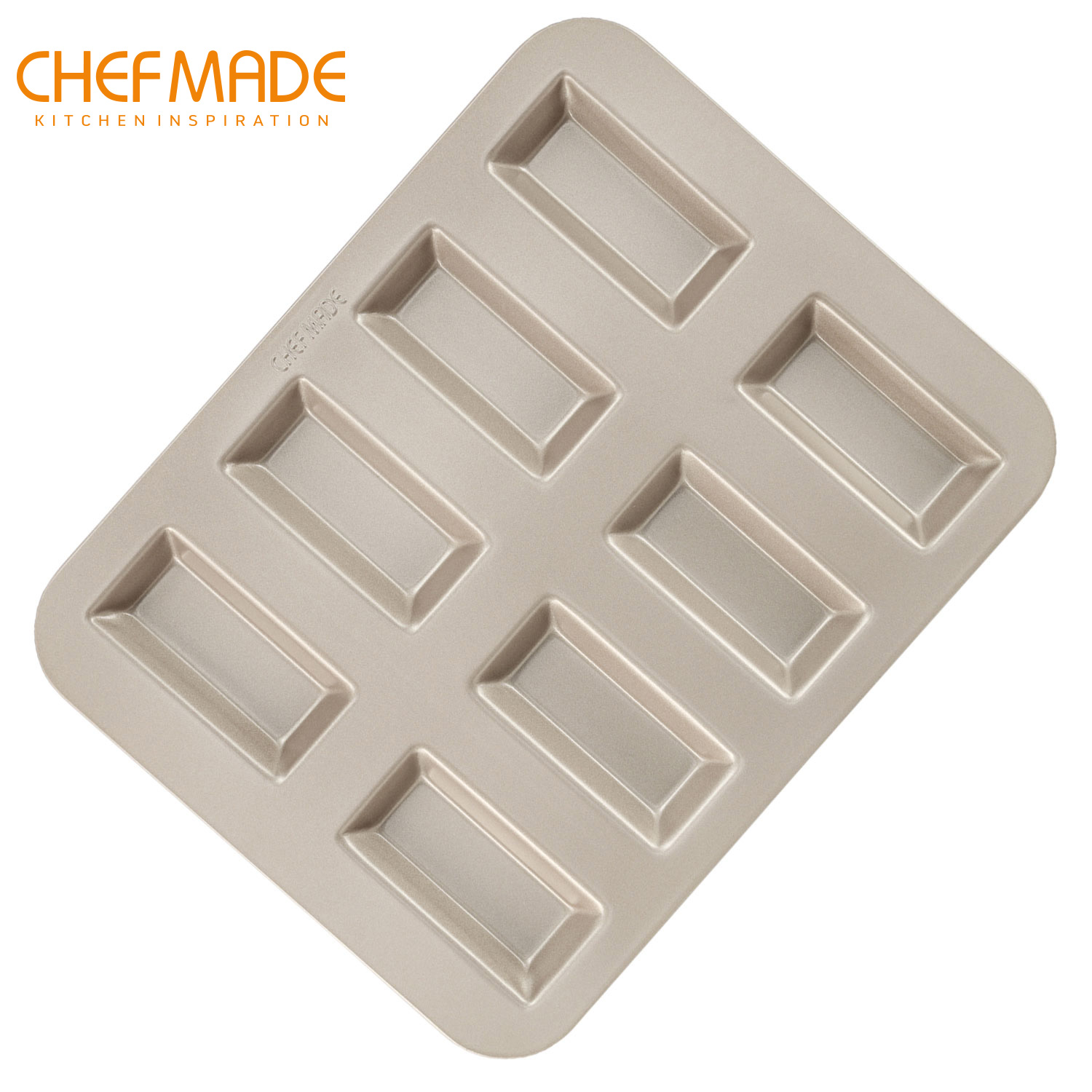 CHEFMADE 8 Cup Financier Mold Non-stick Rectangular Financier Cake Mould Gold Ferdinand Snow Cake Mold Cookies Mold WK9324