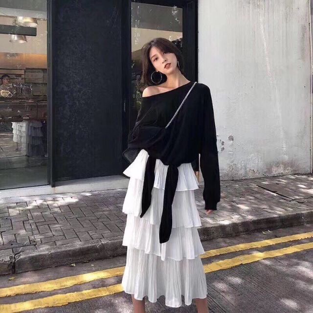 Chân váy maxi nhiều tầng sang chảnh