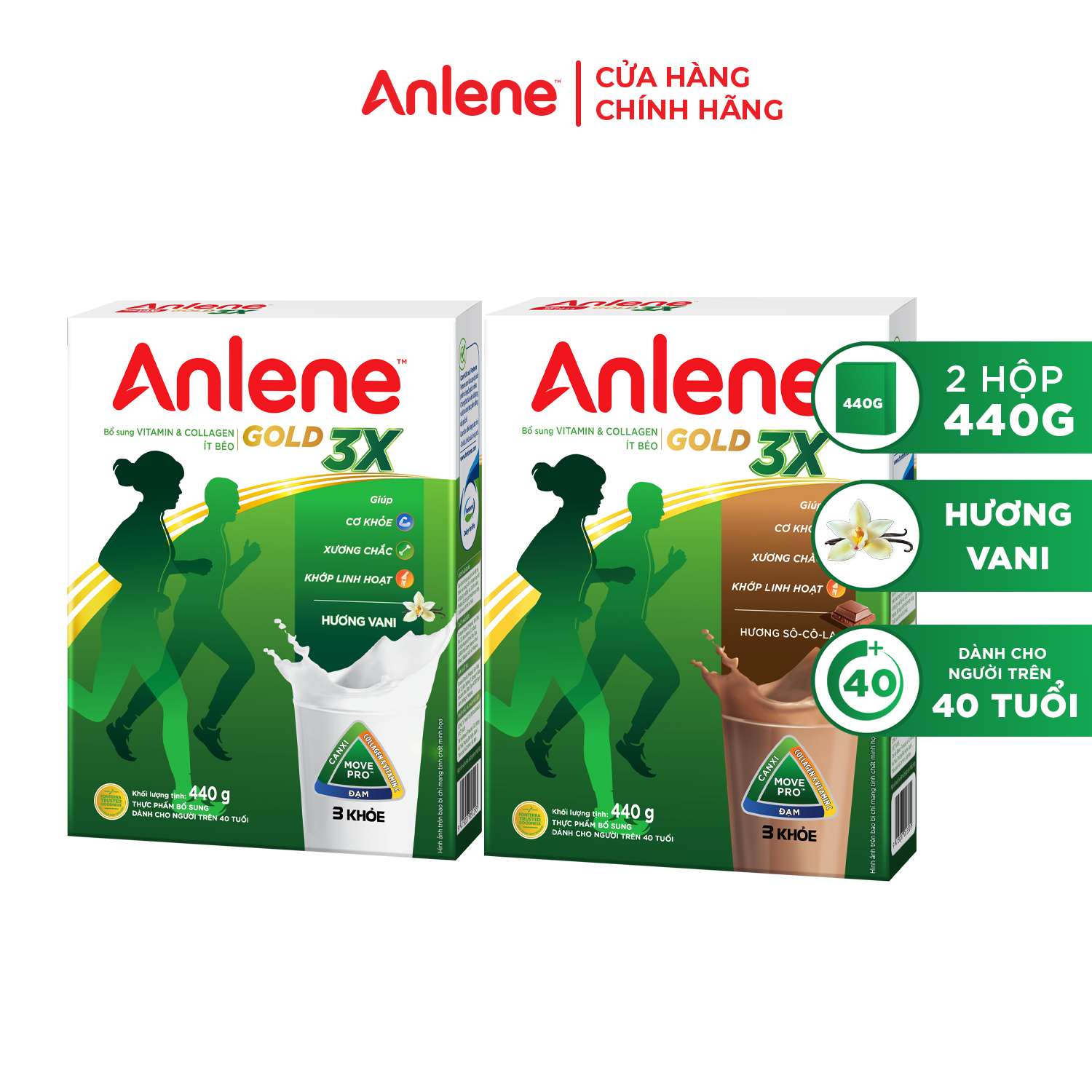 Duy nhất 15 8 - mua nhiều quà thêm xịn Bộ 2 Hộp sữa bột Anlene Gold 3X