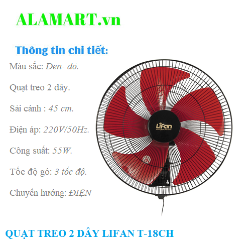 QUẠT TREO TƯỜNG LIFAN T-18CH