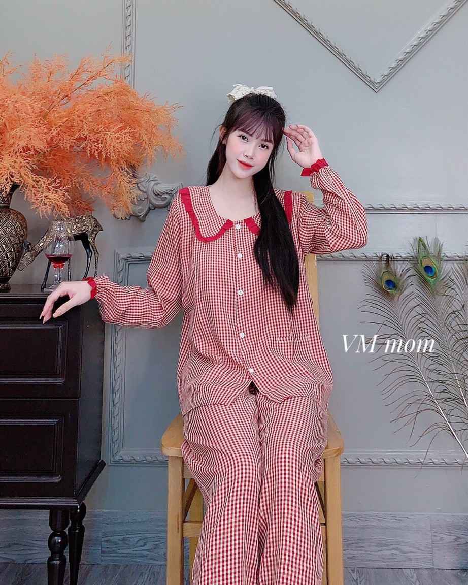 Bộ đồ bầu tiểu thư chất đũi mềm mát cho mẹ bầu