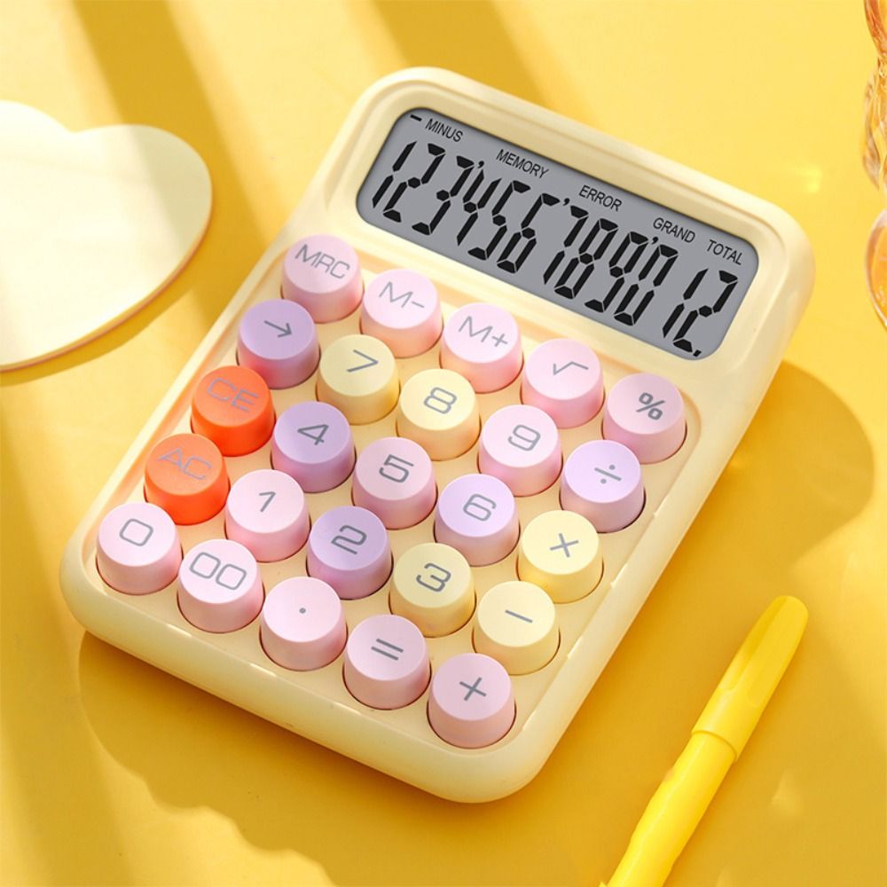 MMLUCK 12-digit Cartoon Mechanical Calculator Mechanical Large Display Fashionable Cute Do Office Work