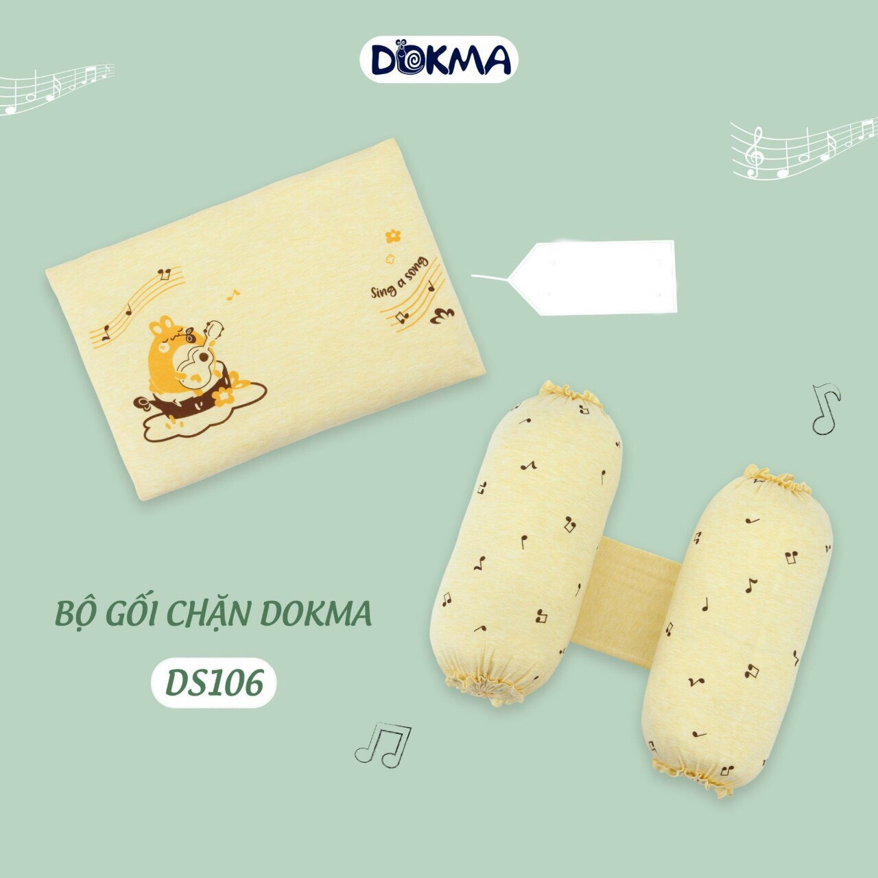 Bộ gối chặn cho bé sơ sinh Chất liệu bông tơ tự nhiên ( Hàng Chính Hãng) DOKMA ảnh thật