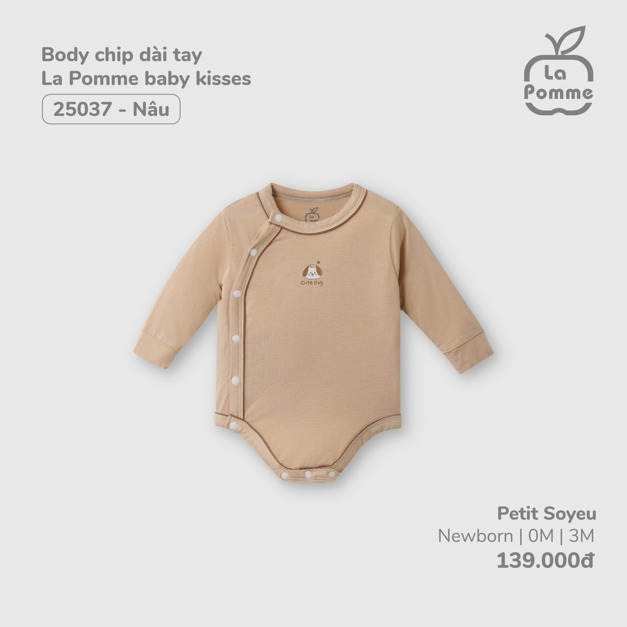 La pomme set sơ sinh la pomme baby kisses - nâu ss2023