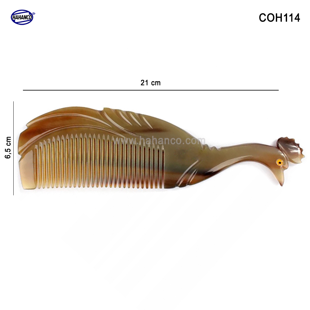 Lược Sừng HAHANCO - (COH114) Kiểu Dáng Con Công Khía Đẹp - (Size: XL 21cm)
